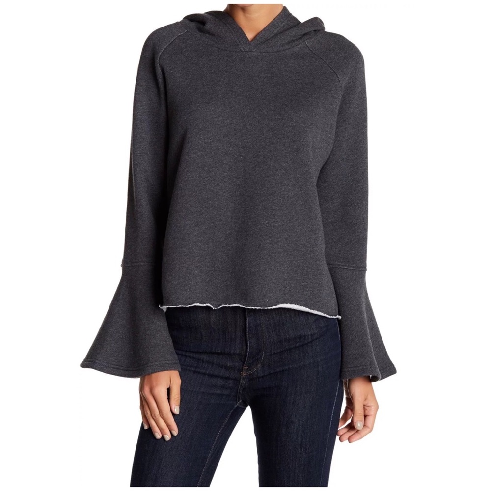 MELROSE & MARKET COTTON BELL SLEEVE HOODED SWEATSHIRT